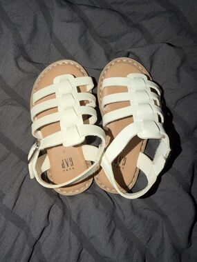 GAP White Strappy Baby/Toddler Sandals with Ankle Buckle